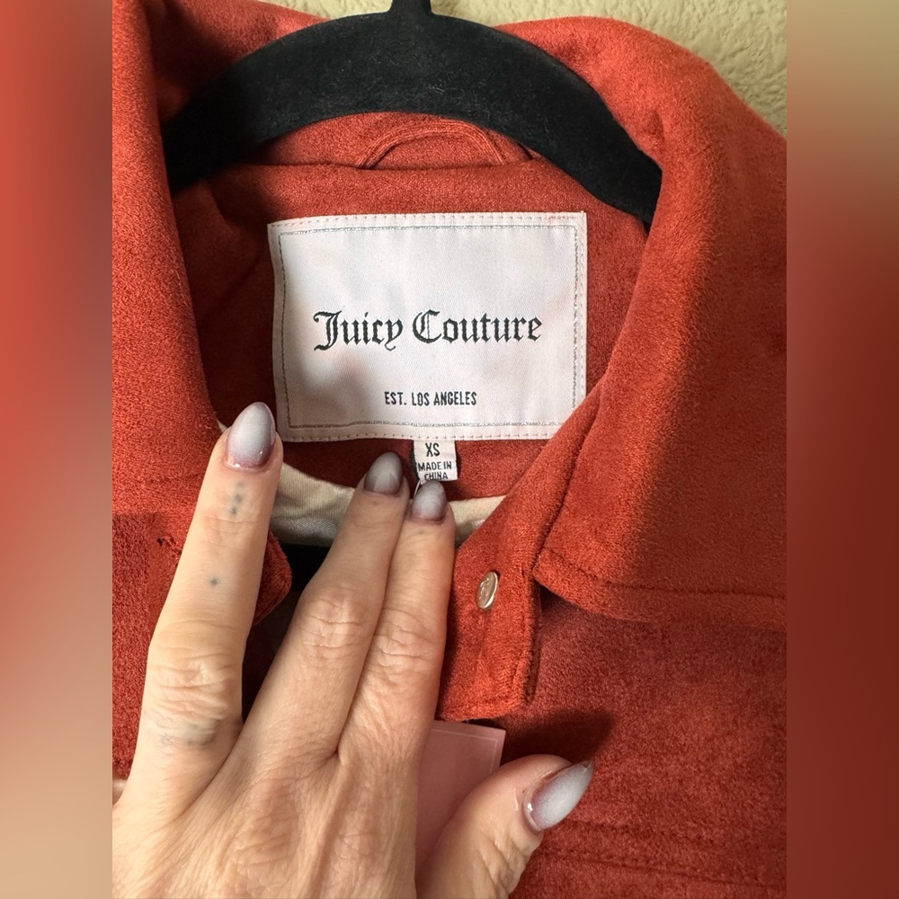 NWT JUICY COUTURE XS RUST ORANGE RED FRINGE TRUCKER JACKET - Picture 5 of 7